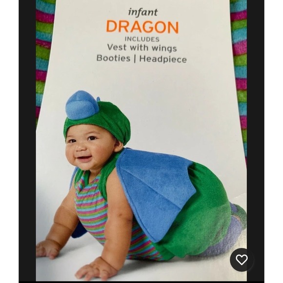 Target Baby Dragon Costume 6-12 Months Halloween Outfit Green‎ Blue - Picture 9 of 9